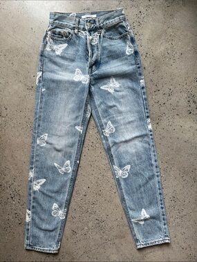 PacSun Ultra High-Rise Slim Jeans with White Butterfly Print